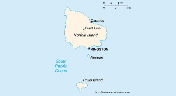 Karte Norfolkinsel