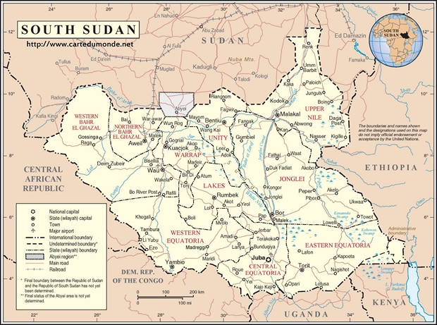 Karte Süd-Sudan